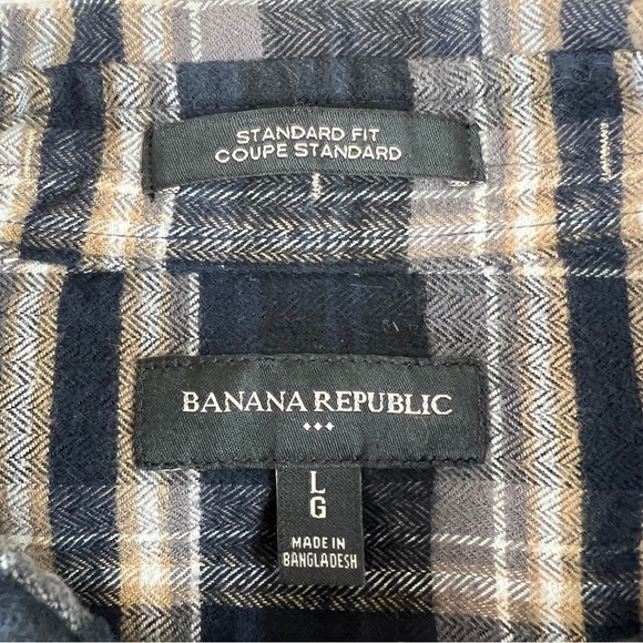Men's Banana Republic Factory Blue Flannel Shirt - Picture 4 of 10